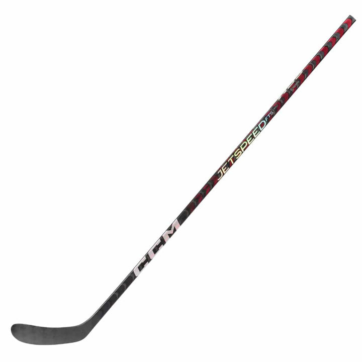 CCM JetSpeed FT5 Pro ice hockey stick with mid-kick flex and red-black shaft design