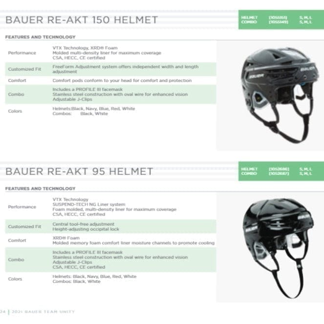 Bauer Custom Re - Akt Hockey Helmet - 12 Pack - Custom Player Helmets